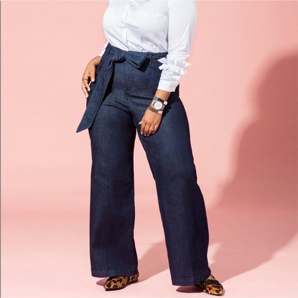 Eloquii denim Jean with slight paperbag waist and denim belt sz 20 (B06) - Picture 1 of 4